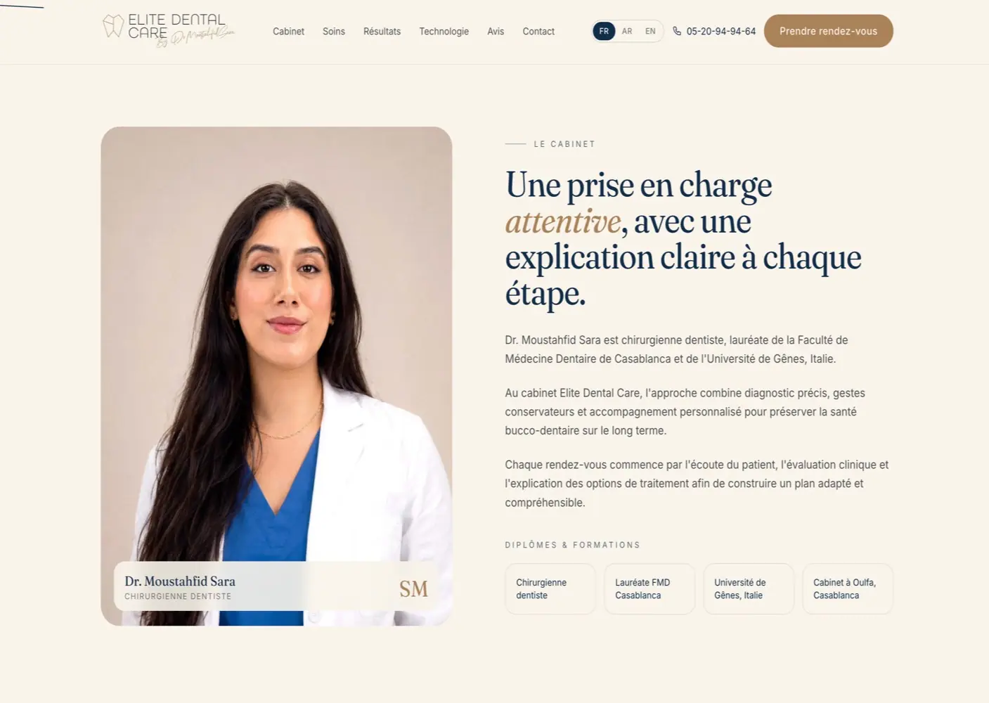 Elite Dental Care (Dental clinic) — homepage on a desktop screen