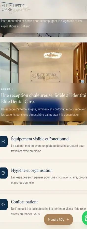 Elite Dental Care (Dental clinic) — homepage on a phone
