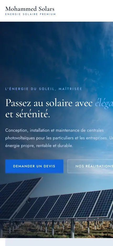 Mohammed Solars (Solar installer · Morocco) — homepage on a phone