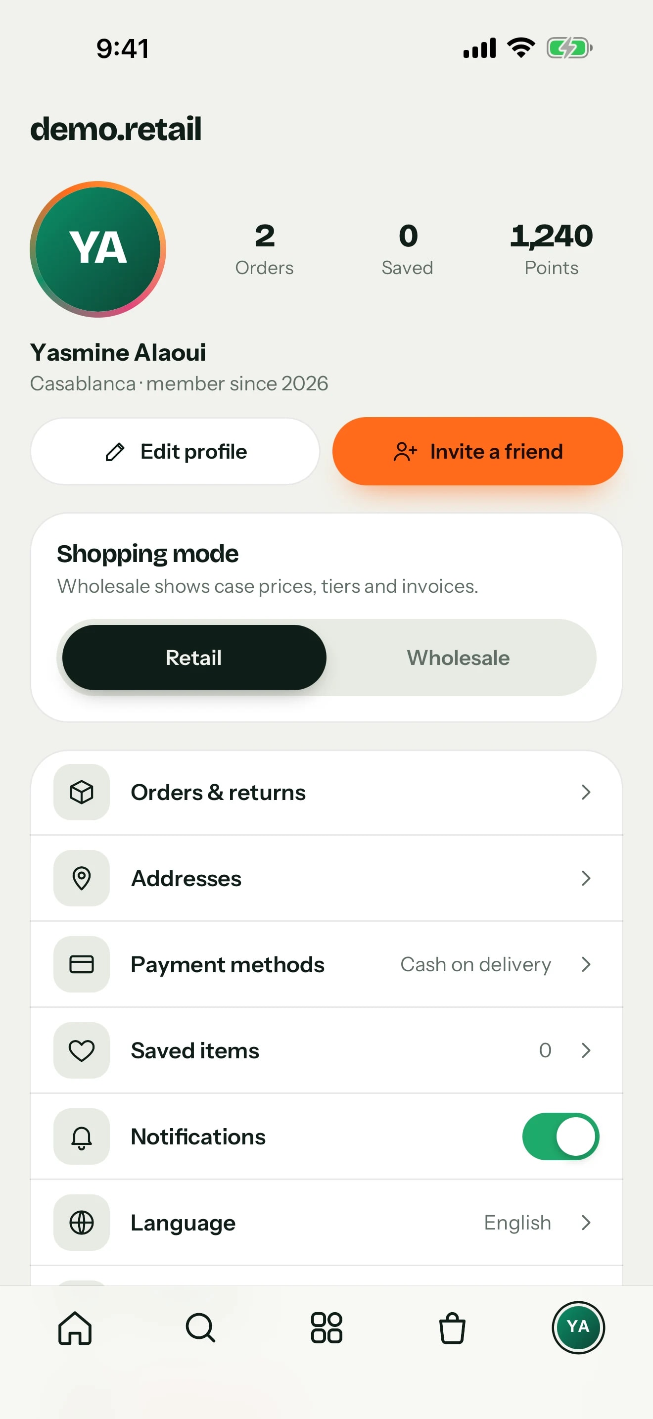 Hanout app — Profile