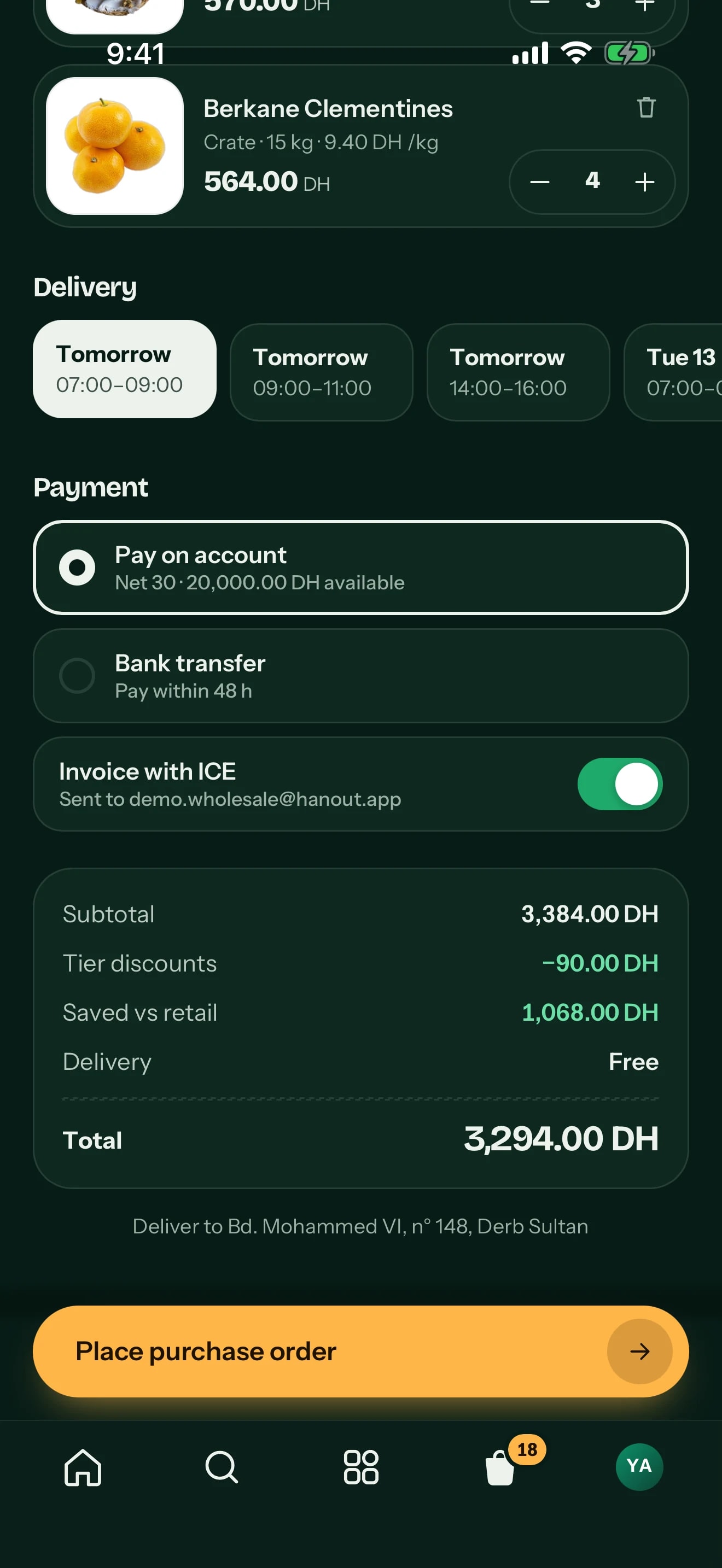 Hanout app — Tier discounts, savings and business payment