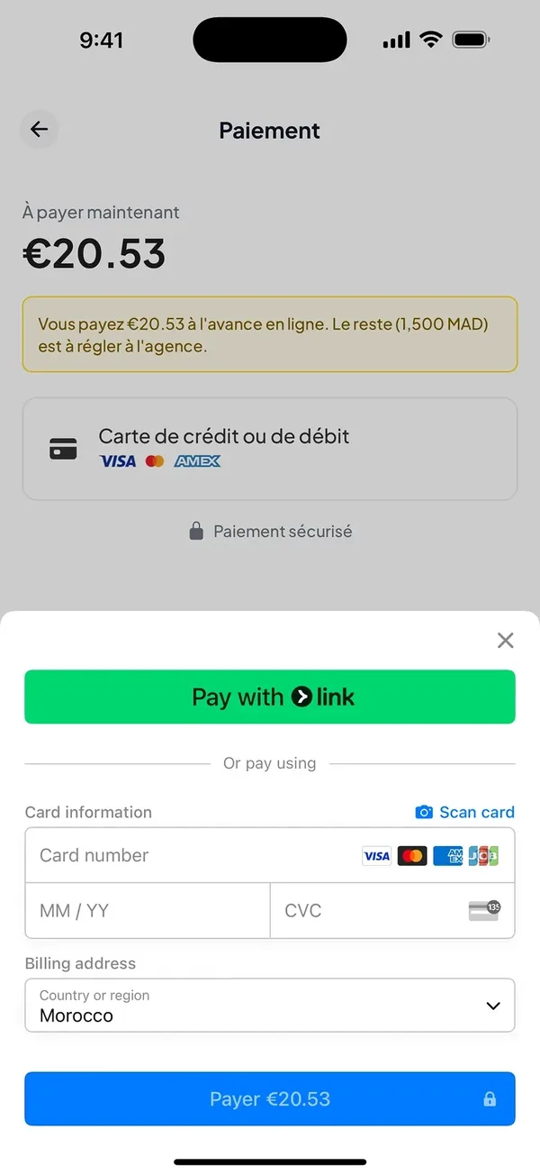 Cardnd — paiement de l’acompte