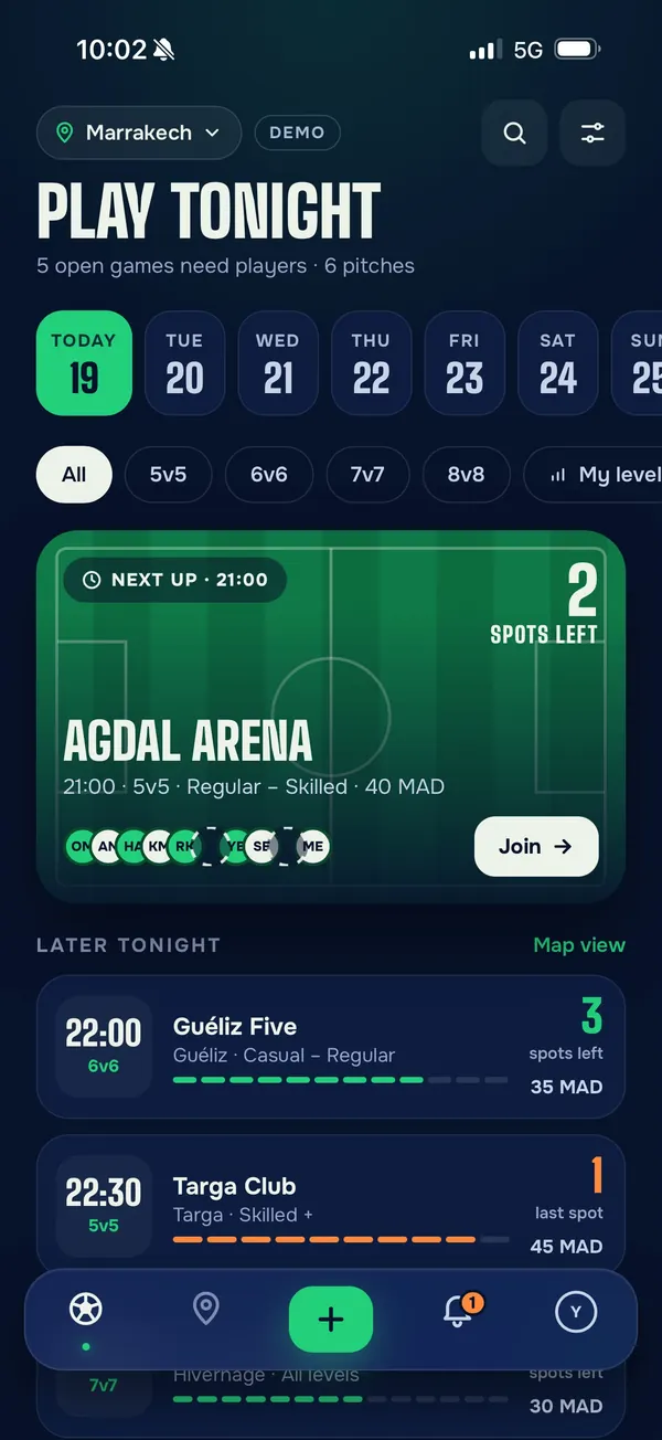 Chi Match : application de foot à cinq, matchs ouverts ce soir à Marrakech