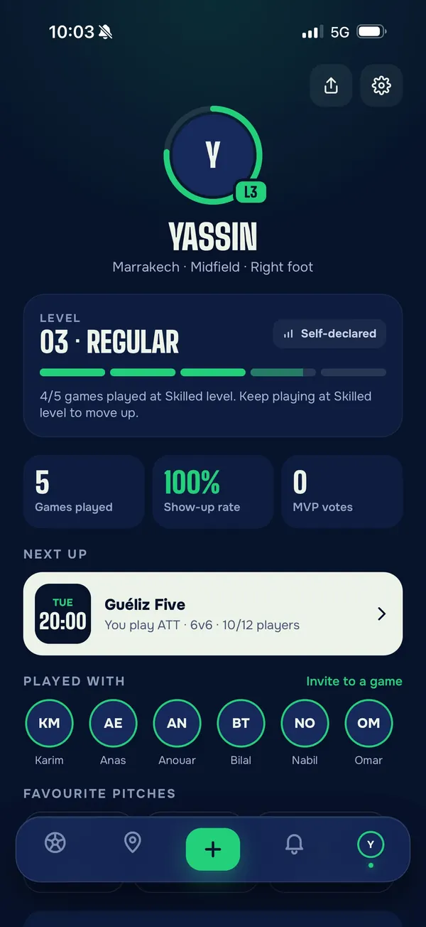 Chi Match, application de foot : Profil joueur et taux de présence