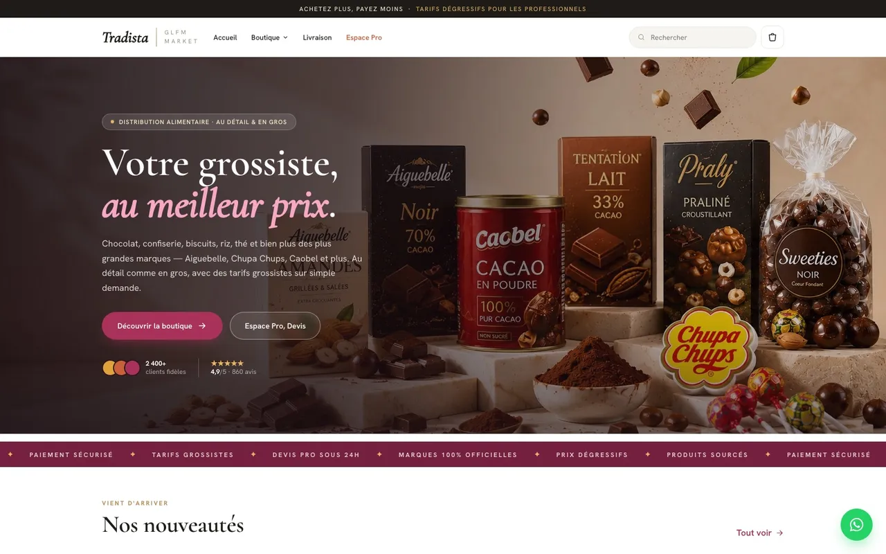 Tradista — site web réalisé par VCTRUM