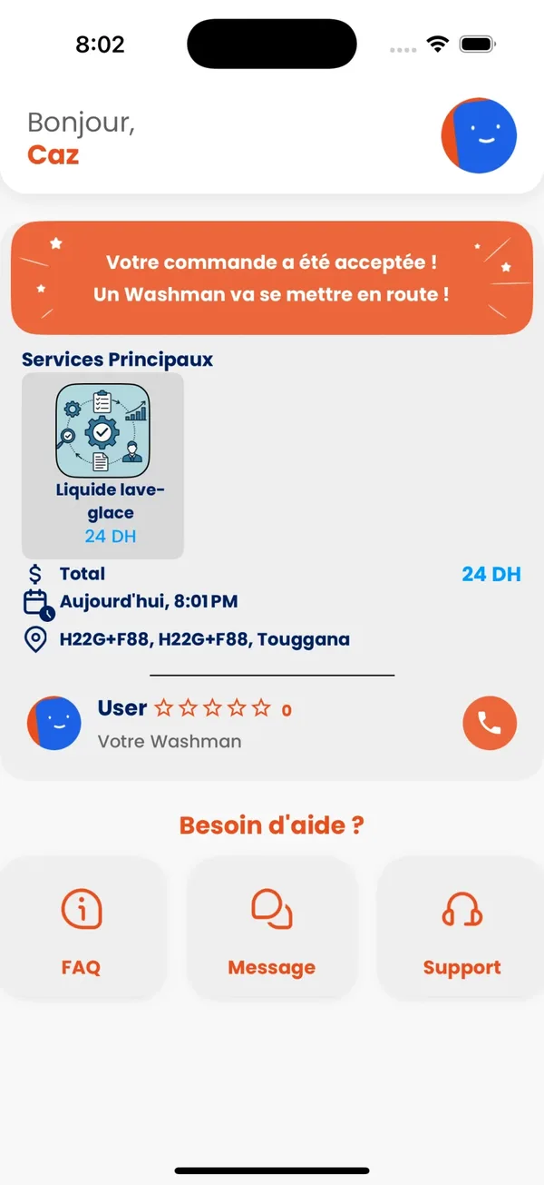 WashMinute — laveur assigné
